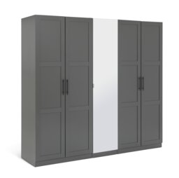 Habitat Munich Panelled 5 Door Mirror Wardrobe - Anthracite - thumbnail 1