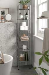 Habitat 6 Tier Bathroom Storage Shelf Unit - Chrome - thumbnail 2