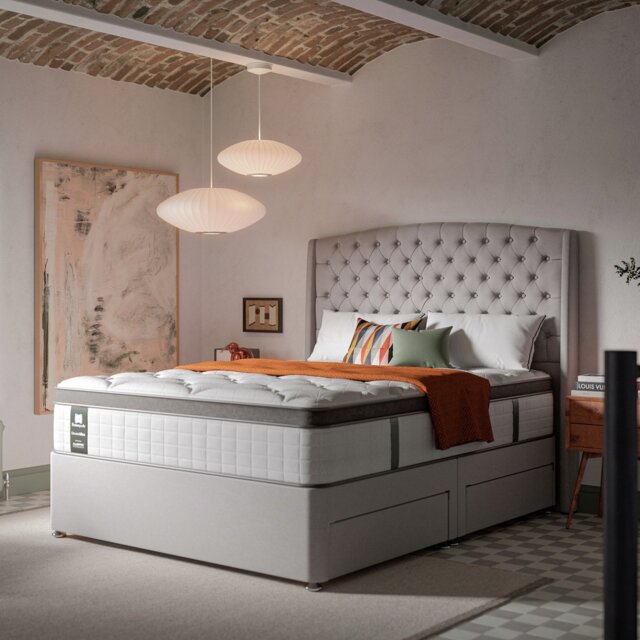 Sealy Pewter Kingsize 4 Drawer Divan Bed - Grey - image 1