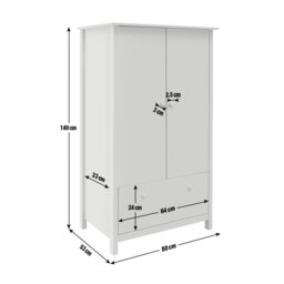 Argos Home Kids Scandinavia Short 2 Door Wardrobe - White - thumbnail 2