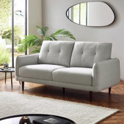 Julian Bowen Remy Fabric 3 Seater Sofa Metal Feet - Light Grey - thumbnail 1