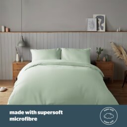 Silentnight Supersoft Sage Green Duvet Set - Double - thumbnail 2