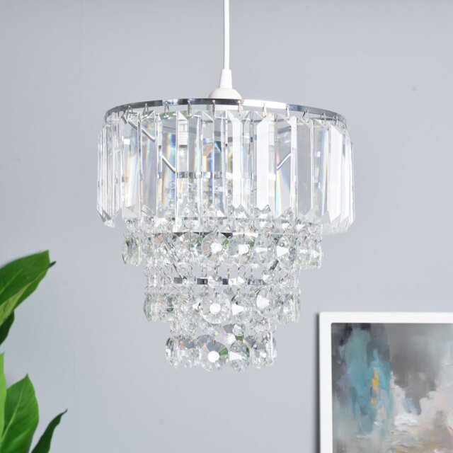 BHS Monroe Glass Easy Fit Pendant Light - Chrome - image 1