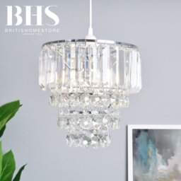 BHS Monroe Glass Easy Fit Pendant Light - Chrome - thumbnail 2