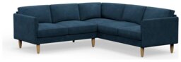 Hutch Plus Velvet Curve Arm 5 Seater Corner Sofa - Ink Blue - thumbnail 1
