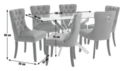 Argos Home Blake Chrome Dining Table & 6 Charcoal Chairs - thumbnail 2
