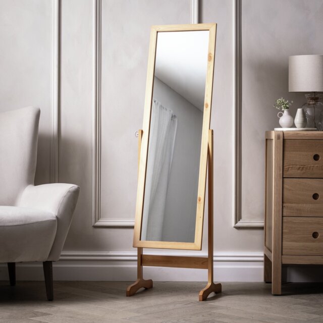 Argos Home Oak Free Standing Cheval Mirror - 146x41cm - image 1