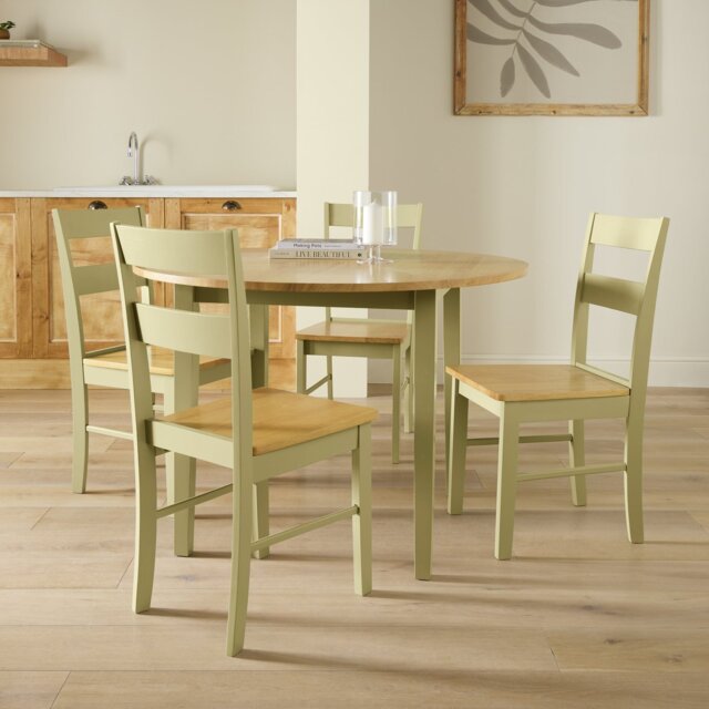 Argos Home Chicago Round Cream Dining Table & 4 Cream Chairs - image 1