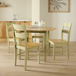 Argos Home Chicago Round Cream Dining Table & 4 Cream Chairs - thumbnail 1