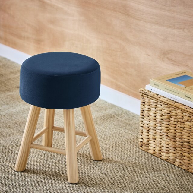 Habitat Sophie Velvet Stool - Blue - image 1