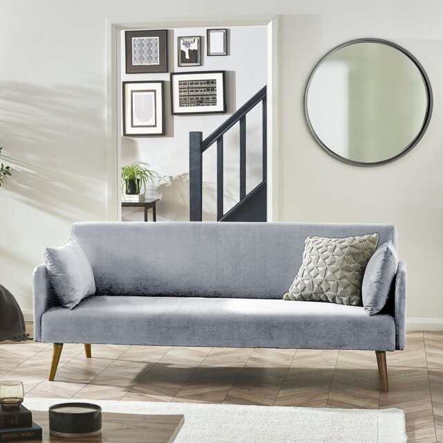 Julian Bowen Andi Fabric Sofa Bed Light Wood Feet - Grey - image 1