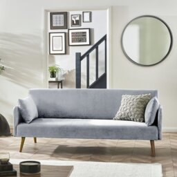 Julian Bowen Andi Fabric Sofa Bed Light Wood Feet - Grey