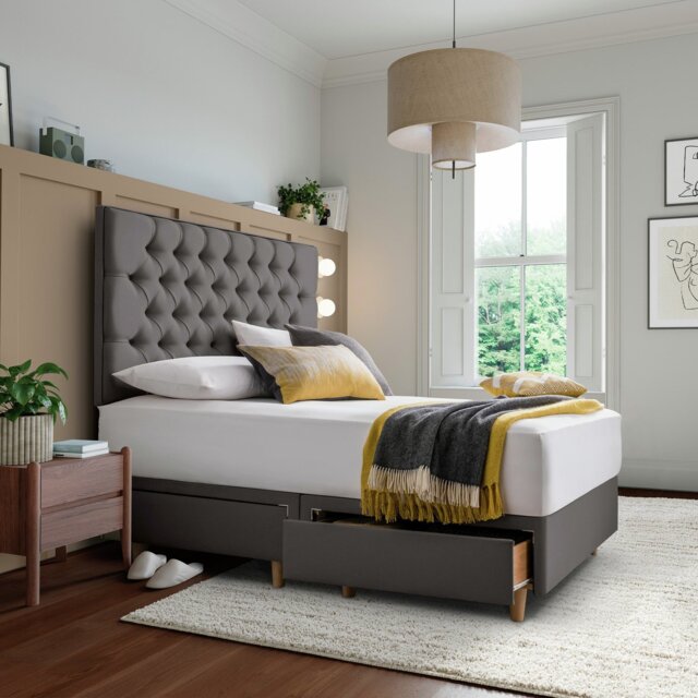 Silentnight Sassaria Superking 2 Drawer Divan Bed - Slate Grey - image 1