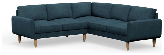Hutch Plus Fabric Round Arm 5 Seater Corner Sofa-Aegean Blue - image 1