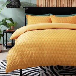 Habitat Cotton Triangle Waffle Mustard Bedding Set - Double - thumbnail 1