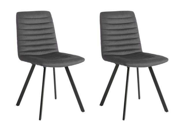 Argos Home Keaton Pair of Velvet Dining Chairs - Charcoal - image 1
