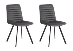 Argos Home Keaton Pair of Velvet Dining Chairs - Charcoal - thumbnail 1
