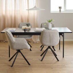 Furniture To Go Carrie Pair of Fabric Swivel Dining Chairs - Grey - thumbnail 2