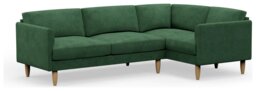 Hutch Slim Velvet Curve Arm 5 Seater Corner Sofa- Sage Green