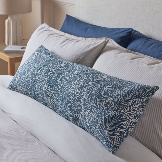 Argos Home Lino Floral Lumbar Cushion Navy - 80x30cm - image 1