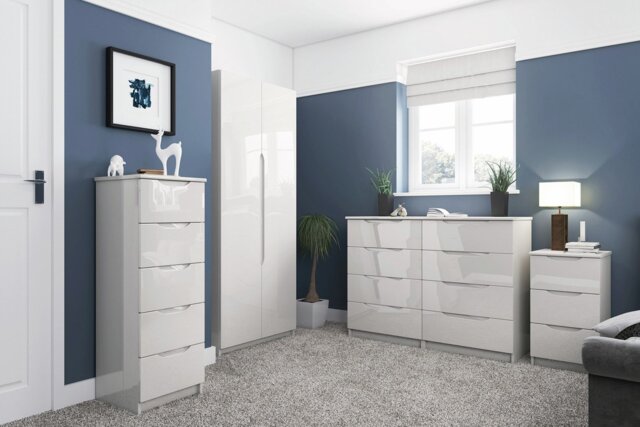 Legato 2 Door Mirrored Wardrobe - White Gloss - image 1