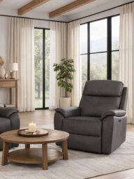 Aspire Kingsmere Leather Power Recliner Chair - Charcoal