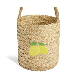 Argos Home Embroidered Lemon Seagrass Woven Basket - thumbnail 2