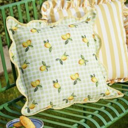 Furn Lemons Check Outdoor Cushion - Sage Green - thumbnail 1