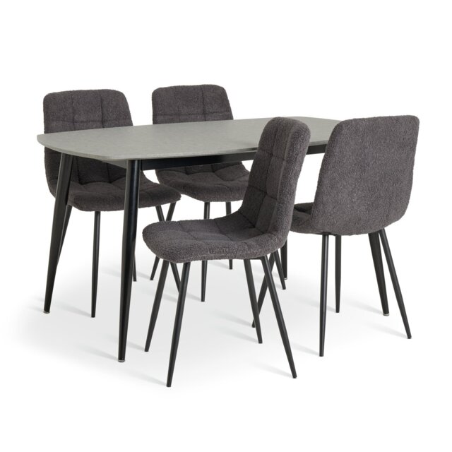 Argos Home Cobin Grey Dining Table & 4 Charcoal Chairs - image 1