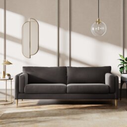 Habitat Newington Velvet 4 Seater Sofa - Grey - Ash Leg - thumbnail 2