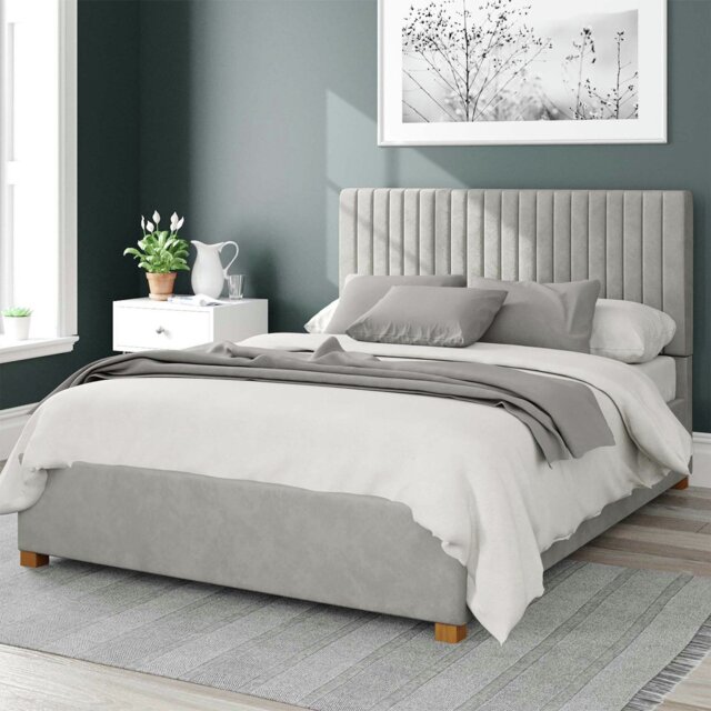 Aspire Grant Velvet Kingsize Ottoman Bedframe - Light Silver - image 1