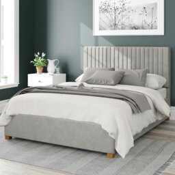 Aspire Grant Velvet Kingsize Ottoman Bedframe - Light Silver - thumbnail 1