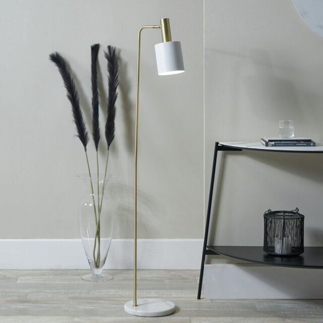 Pacific Biba Marble Footed Floor Lamp - Gold & White - image 1
