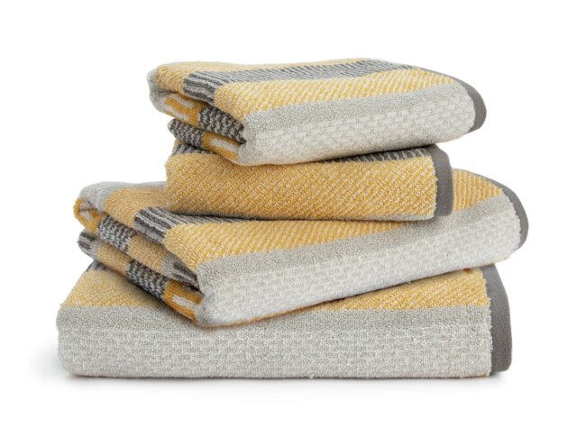 Habitat Horizontal Stripe 4 Piece Towel Bale - Mustard - image 1
