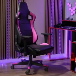Argos Home Veda Faux Leather Gaming Chair - Pink - thumbnail 1
