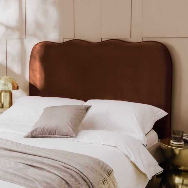 Habitat Onda Velvet Double Headboard - Rust - image 1