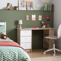 Argos Home Kids Malibu 3 Drawers Desk - White and Acacia - thumbnail 2