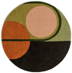 Habitat Geometric Round Wool Cut Pile Rug - 120cm - thumbnail 1