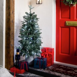 Habitat 4ft Pre Lit Blue Tips Small Potted Christmas Tree - thumbnail 1