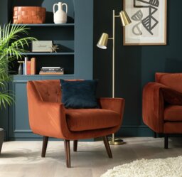 Habitat Nellie Velvet Chair - Rust Orange - thumbnail 2