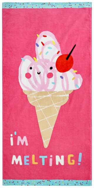 Catherine Lansfield Ice Cream Beach Towel - Pink