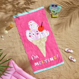 Catherine Lansfield Ice Cream Beach Towel - Pink - thumbnail 2