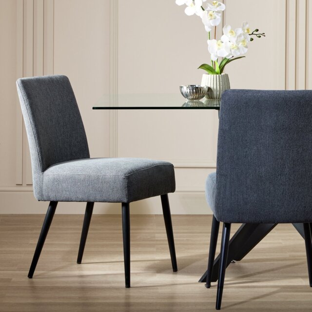 Argos Home Belinda Pair of Fabric Dining Chairs - Charcoal - image 1