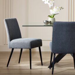 Argos Home Belinda Pair of Fabric Dining Chairs - Charcoal - thumbnail 1