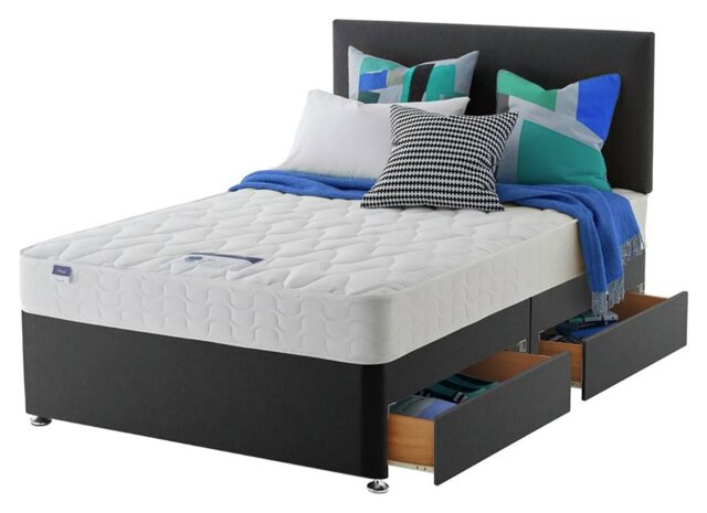 Silentnight Travis Small Double 4 Drawer Divan Bed- Charcoal - image 1