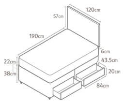 Silentnight Travis Small Double 4 Drawer Divan Bed- Charcoal - thumbnail 2