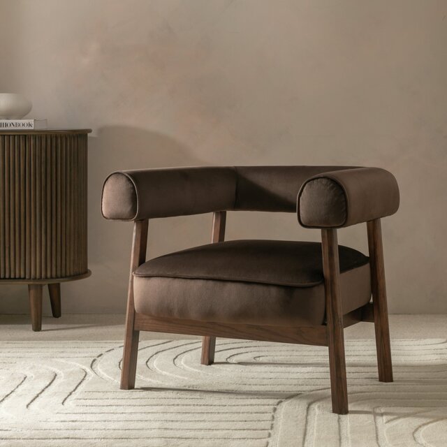 Habitat Elio Velvet Chair - Brown - image 1