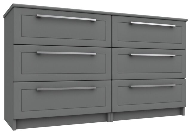 Hatfield 6 Drawer Chest - Dark Grey Gloss - image 1