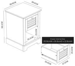 GFW Salcombe 1 Drawer Side Table - White - thumbnail 2