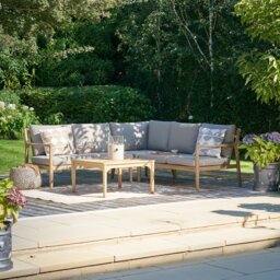 Pacific Malta 5 Seater Wooden Garden Corner Sofa Set-Natural - thumbnail 1